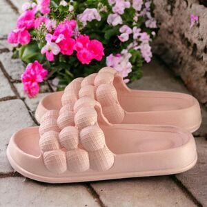 WOMENS BUBBLE VAMP SLIDES SHOE SLIPPER SOLIDE COLOR LIGHT PUNK QUICK DRY 7.5-8